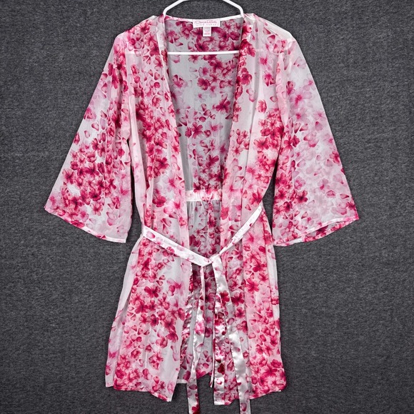 Oscar de la Renta Other - Oscar De La Renta Women's Pink Label Floral Robe S/XS Sheer Bridal EUC Pinks